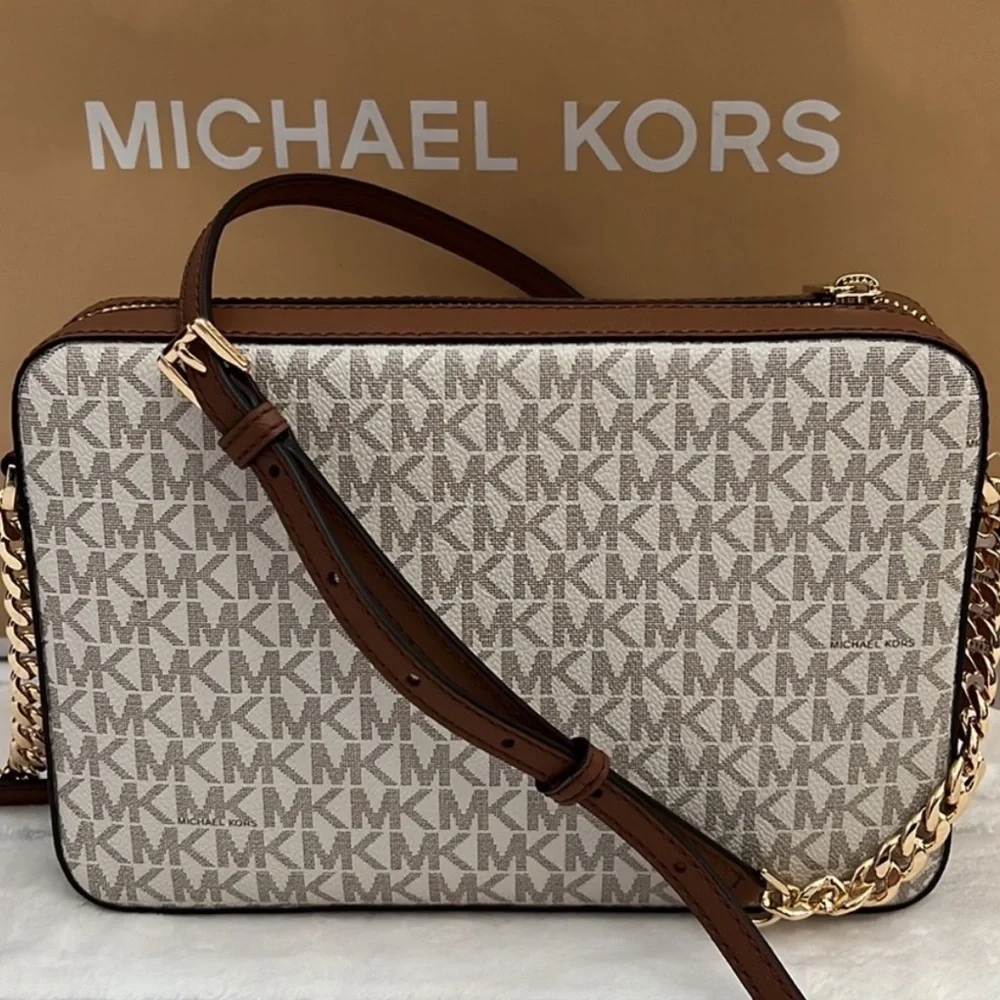 Michael Kors Jet Set Large Printed Logo Crossbody Messenger Bag